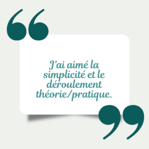 J'ai apprécié le rythme, les supports variés et les mises en pratique en petit groupe. Formatrice est à l'écoute et(3)